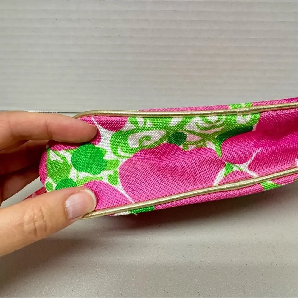 Lilly Pulitzer Pink Green Floral Makeup Bag Mini Travel Case Estée Lauder Pouch